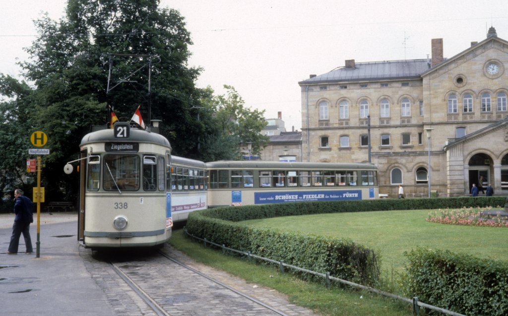 Frth VAG SL 21 (GT6 338) Hauptbahnhof am 23. Juni 1980.
