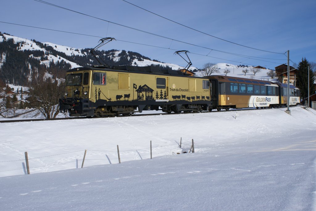 GDe 4/4 6003 fhrt am 16.1.10 mit dem D 3115 von Gruben Richtung Gstaad.
