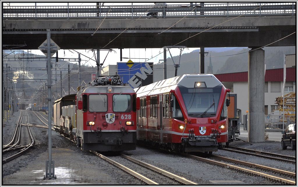 Ge 4/4 II 628 S-chanf in Felsberg. (31.03.2013)