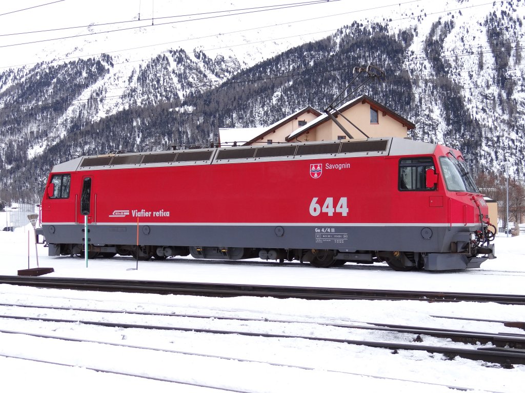 Ge 4/4 III 644, ohne Werbung - Bf. Samedan - 07/02/2013