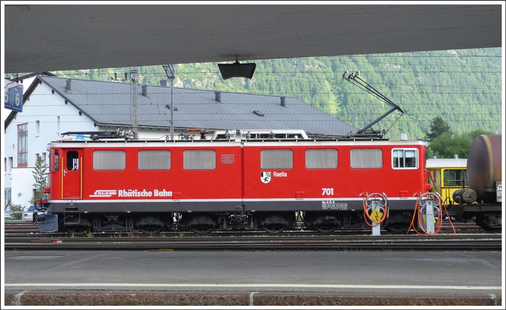 Ge 6/6 II 701  Raetia  in Samedan. (14.07.2010)