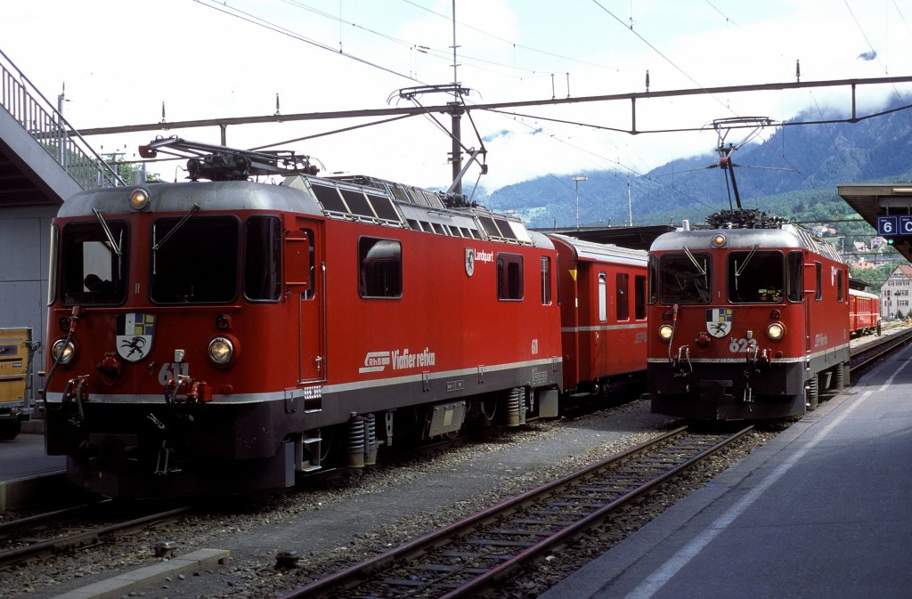 Ge4/4 II 611 + 623  Chur  07.06.99