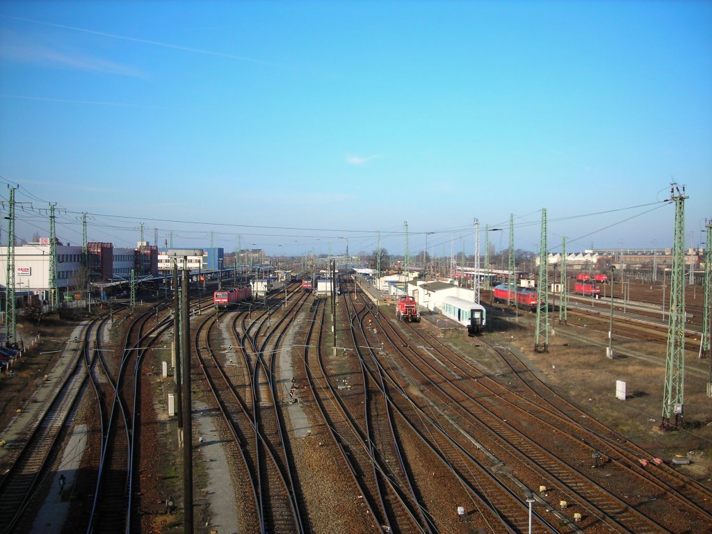 Gleisanlagen im Bahnhof Cottbus, Februar 2008