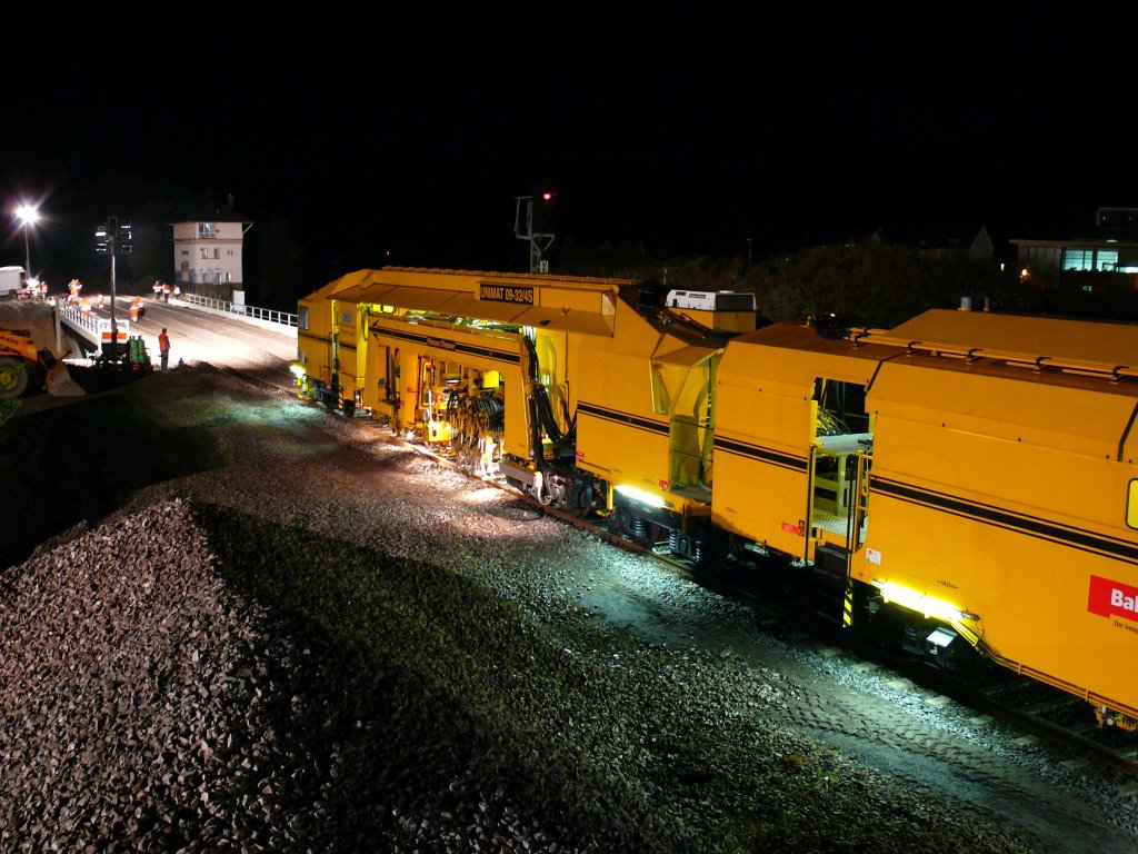 Gleisbauarbeiten in Gummersbach Bf nach Fertigstellung einer neuen Brcke am 13.10.2009