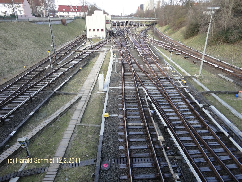 Gleise zur Abstellanlage Billstedt (Richtung Legienstr.) am 12.2.2011