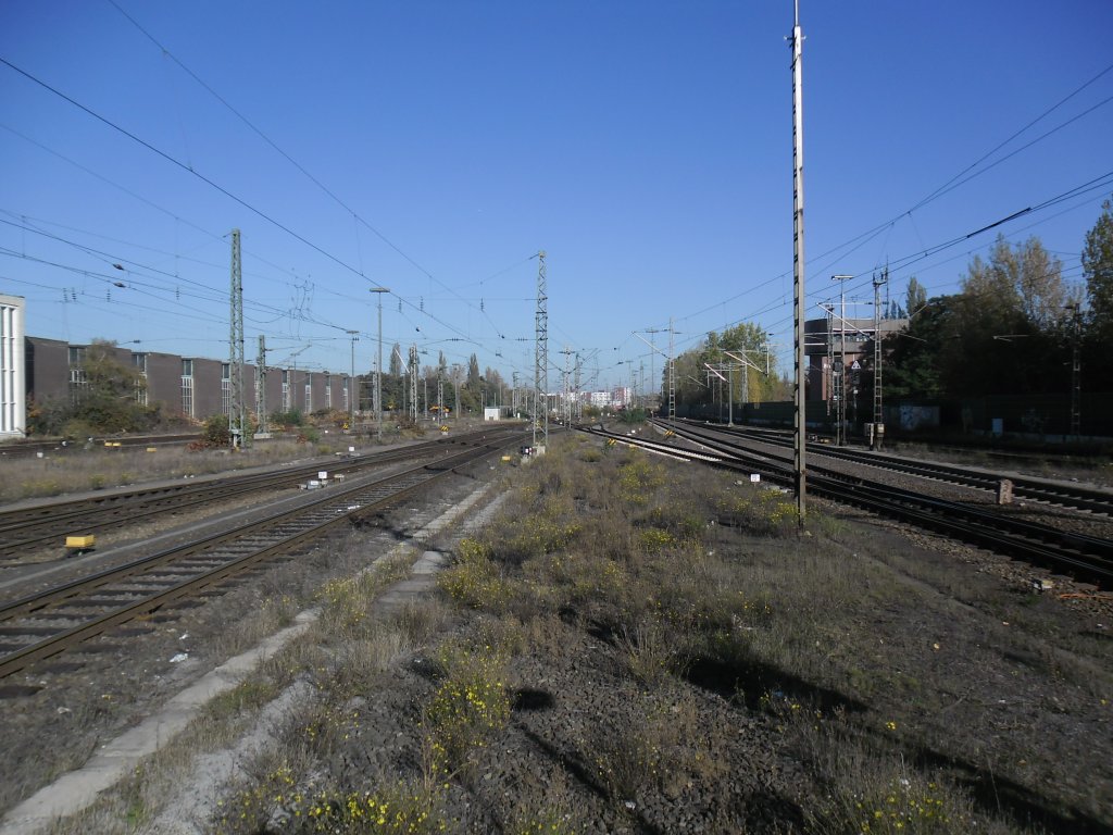 Gleisvorfeld am Braunschweiger HBF, fotografiert von Bahnsteigende am 23.10.2011