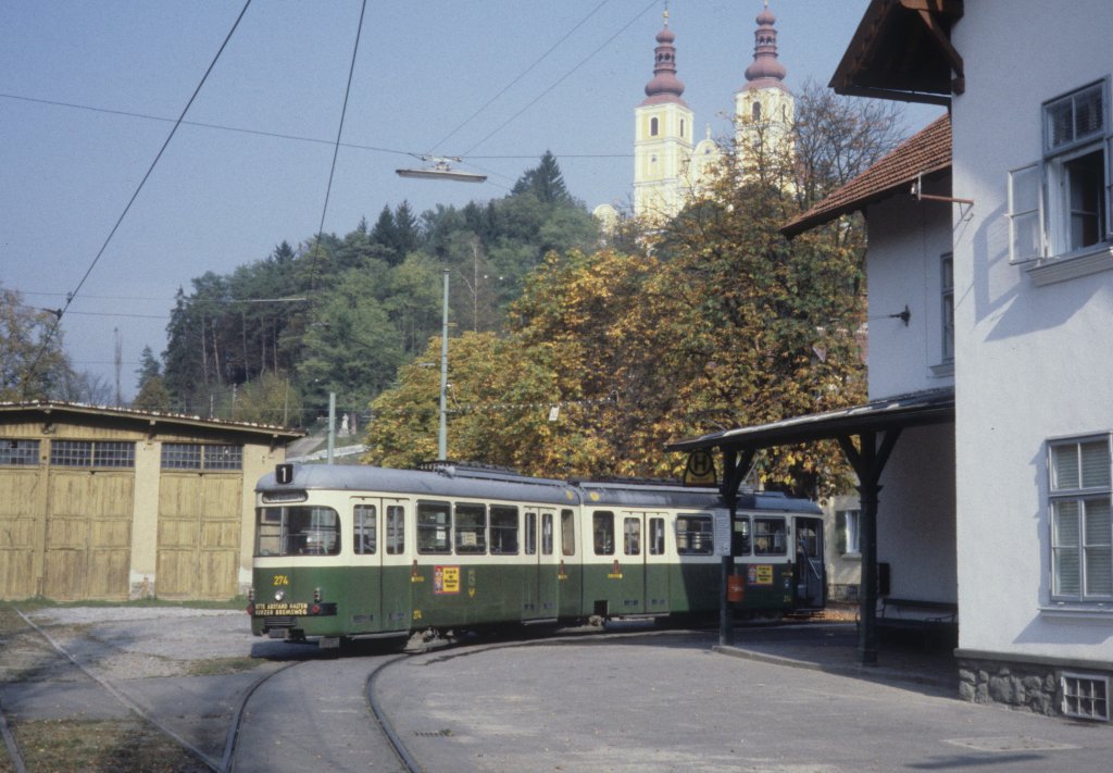Graz GVB SL 1 (SGP-GT6 274) Maria Trost am 17. Oktober 1978.