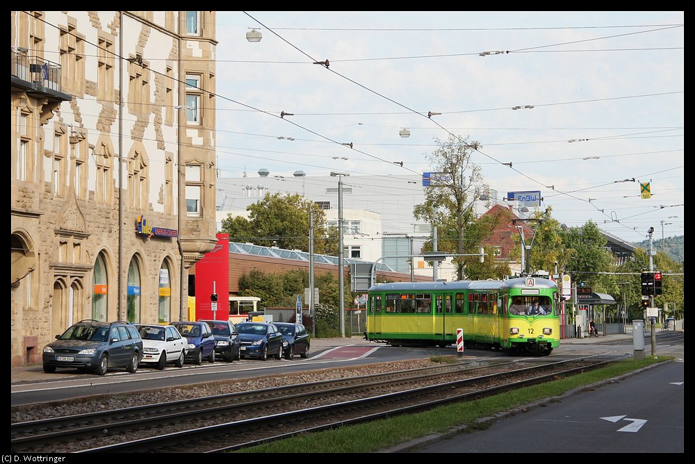 Gt 12 der Albtal Verkehrsgesellschaft am Betriebshof Tullastrae.