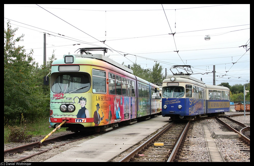 Gt 159 nebst Gt 1018 im Depot Rheingnheim. Aufgenommen bei einer Fotosonderfahrt.