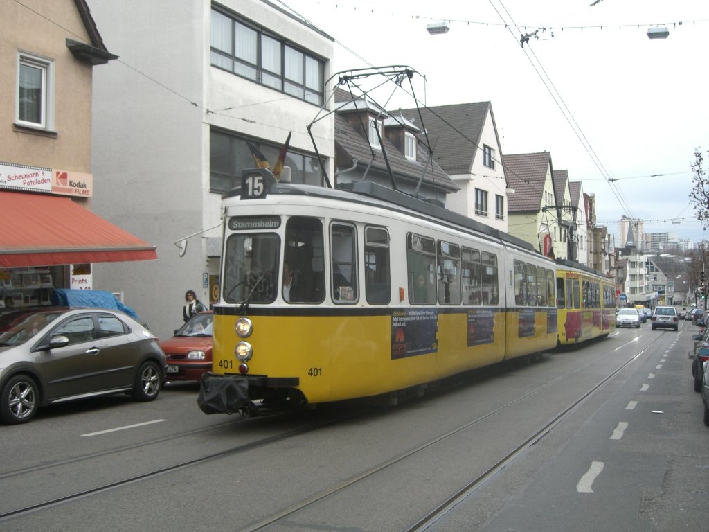GT 4 - 401 bei der Kirchtalstrae am 01.12.2007