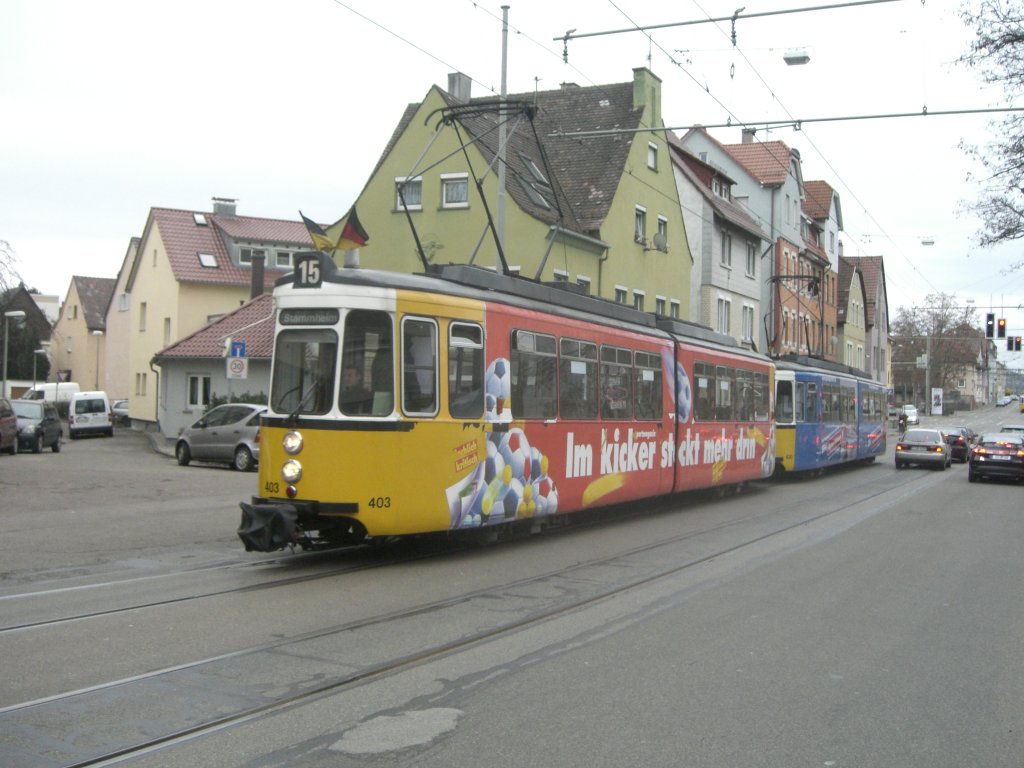 GT 4 - 403 zwischen Salzwiesen - und Wimpfener Stra�e am 01.12.2007