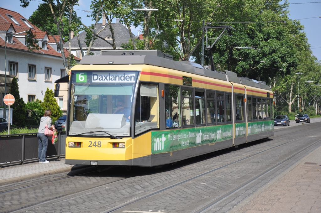 GT6-70D / Siemens 248 der VBK Karlsruhe aufgenommen 11/06/2013 am Haltestelle Hndelstrae
