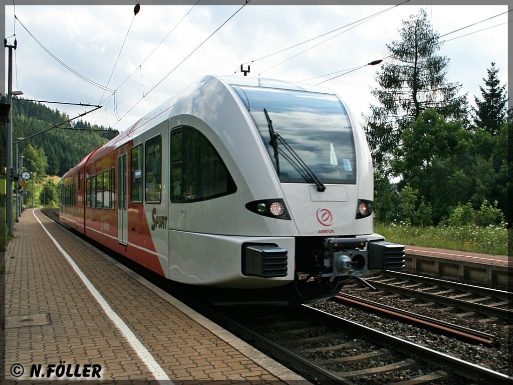 GTW von Arriva-Spurt auf Dienstreise durch den Frankenwald in Frtschendorf am 10.08.2012