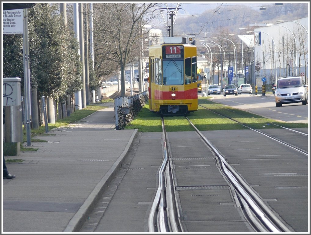 Haltestelle Mnchensteinerstrasse mit Dreiwegweiche. (01.03.2010)