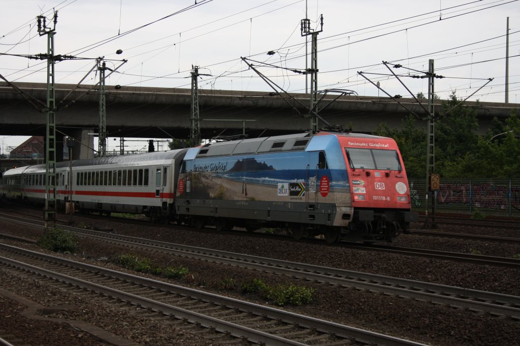 Hamburg Harburg am 05.08.2012: 101 118  Sdafrika  mit IC gen Hamburg Hbf