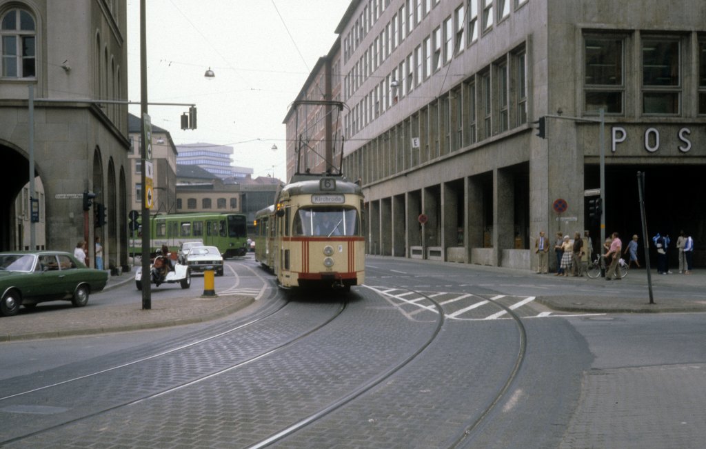 Hannover STRA SL 6 (T4 408) Ernst-August-Platz / Hauptpostamt am 26. Juni 1981.