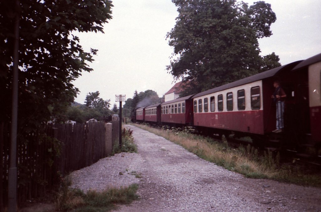 Harzquerbahn, Dampfzug in Hasserode (1989)