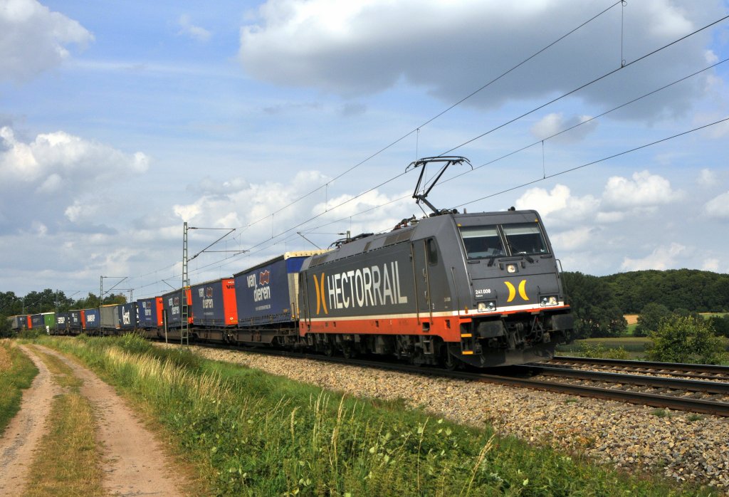 Hector Rail 241 008  Galore  mit KLV-Zug in Richtung Osnabrck (Vehrte, 22.08.12).