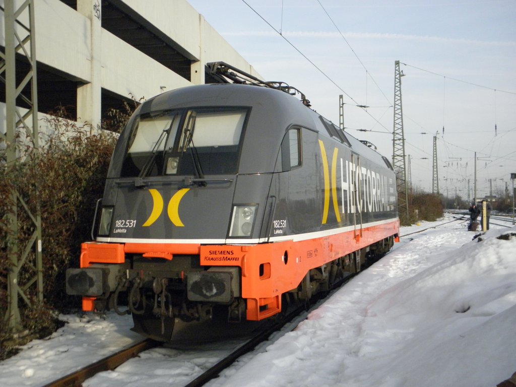 Hectorrail 182.531  LaMotta  abgestellt in Krefeld Hbf am 4.1.11