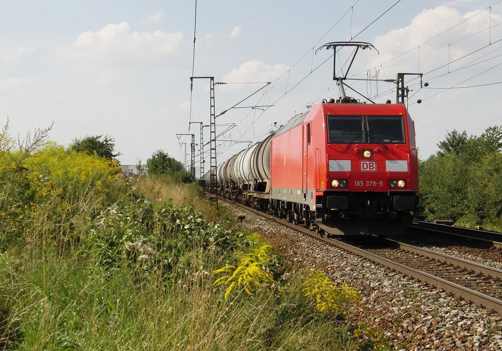 Heir 185 379 -5 vor einem Gterzug  am 22.08.2010 in obertraubling .