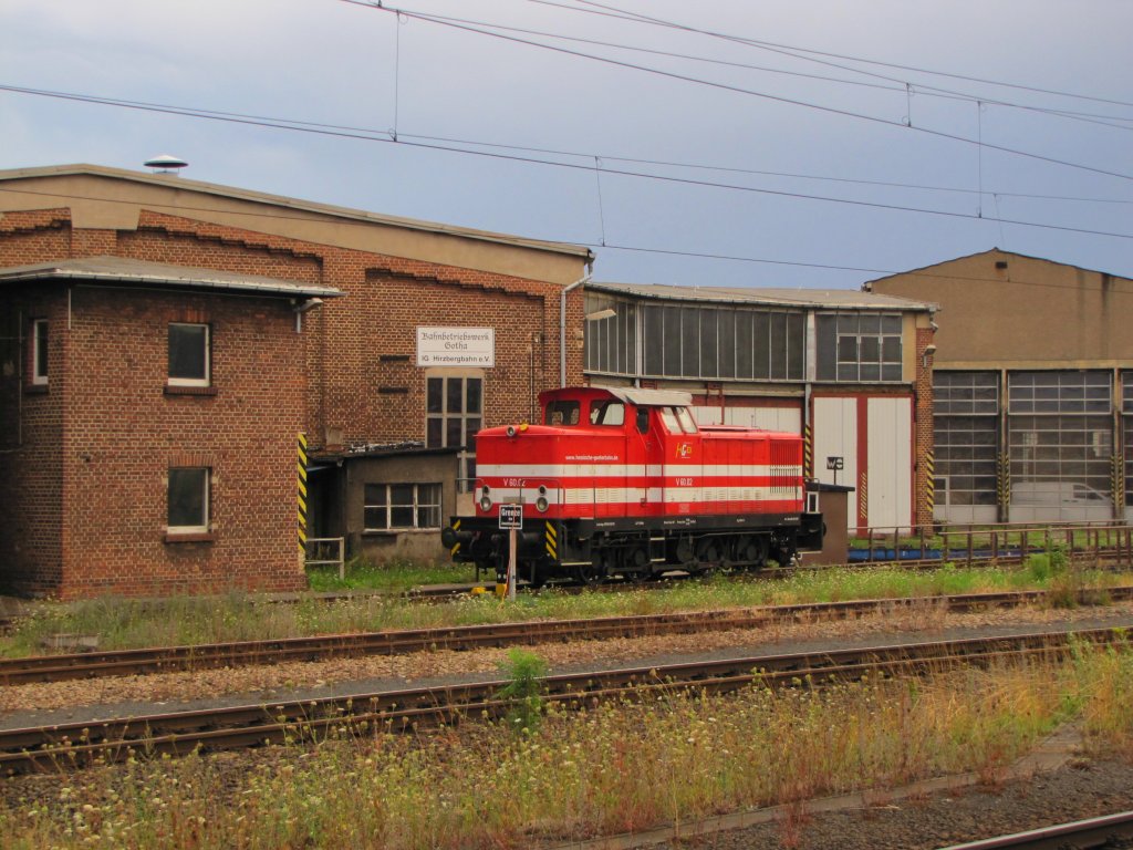 HGB 345 243-0 (V60.02) vor dem ehem. Bw Gotha; 08.08.2010