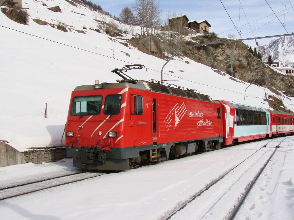 HGe 4/4 II 1 - Bf. Zermatt - 04-02-2010