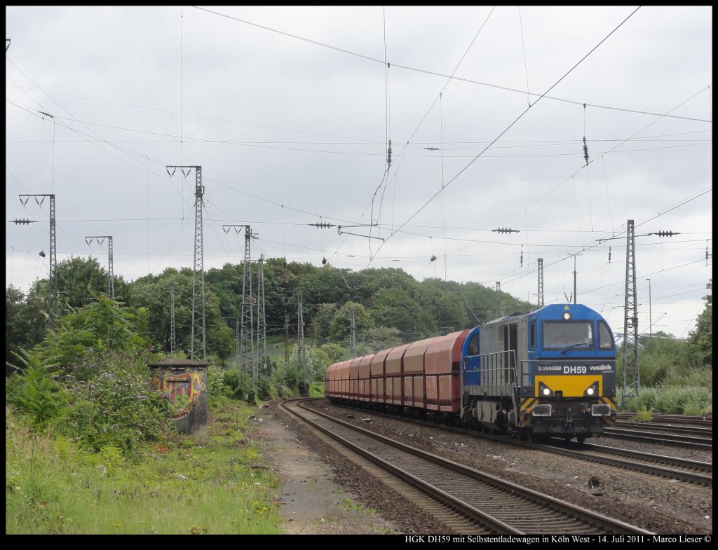 HGK DH59 mit Selbstentladewagen in Kln West (14.07.2011)