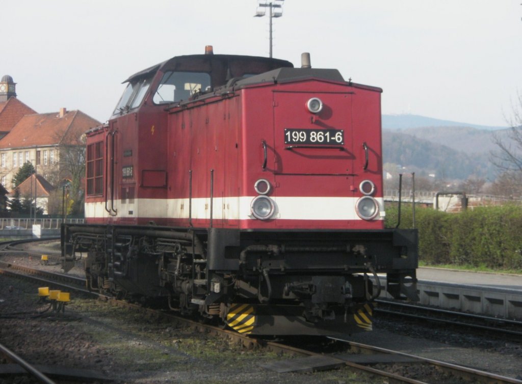 Hier 199 861-6, abgestellt am 8.4.2010 in Wernigerode.