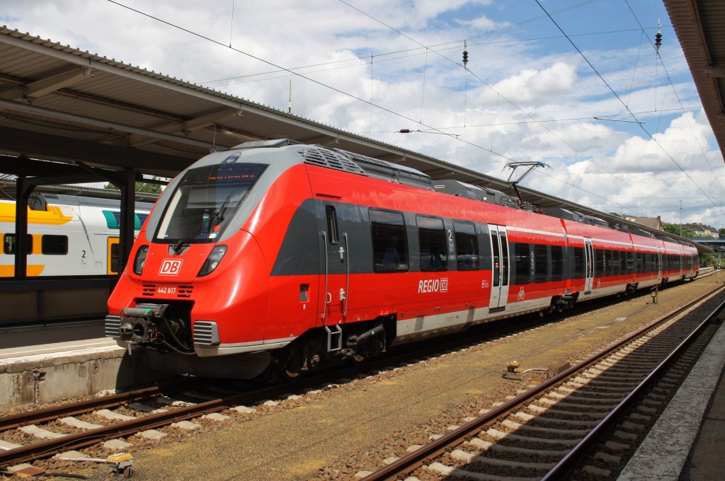 Hier 442 817-3 als RB12 (RB18249) von Oranienburg nach Berlin Lichtenberg, dieser Triebzug stand am 23.6.2013 in Berlin Lichtenberg.