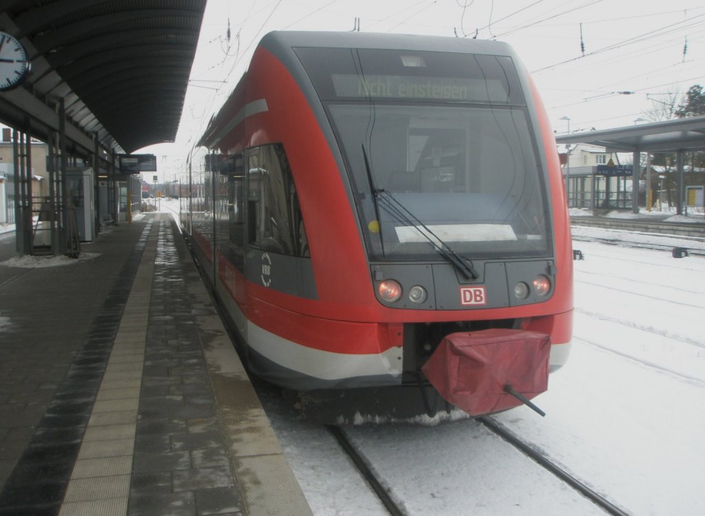Hier 646 007-5 als RE3 von Schwedt/Oder nach Angermnde, dieser Zug stand am 29.1.2010 in Angermnde.