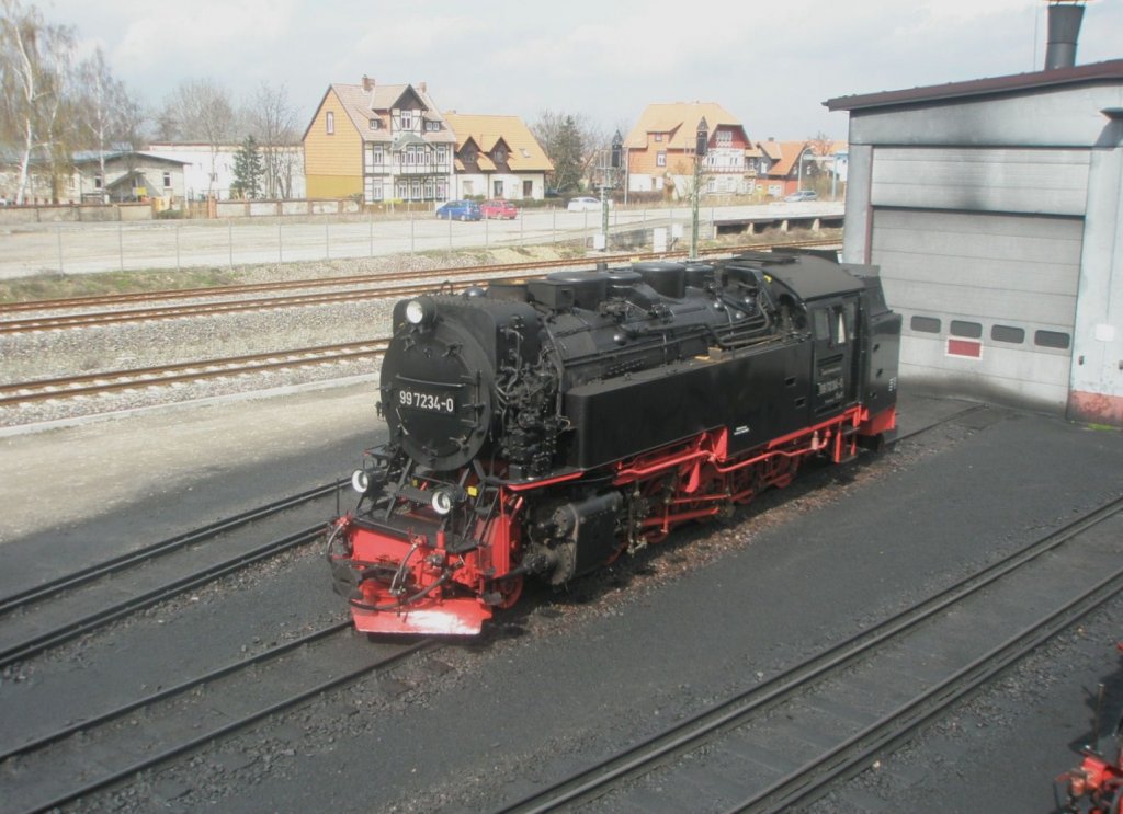 Hier 99 7234-0, abgestellt am 5.4.2010 im BW Wernigerode.