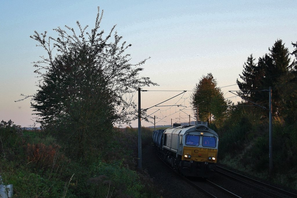 Hier im Abeendlicht in Alteglofsheim 247 045 -8 am 22.10.2011 .