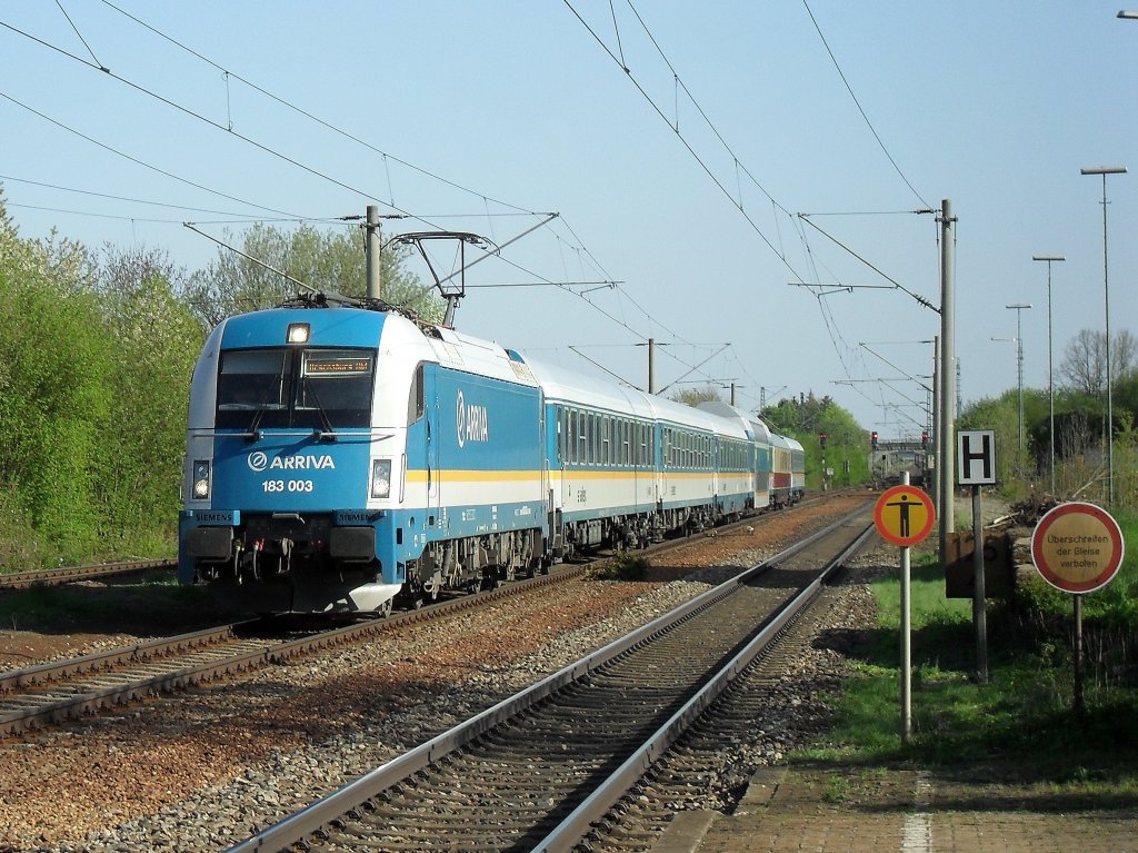 Hier ist alex 183 003 nach Regensburg hbf in Kfering am 28.04.2010.