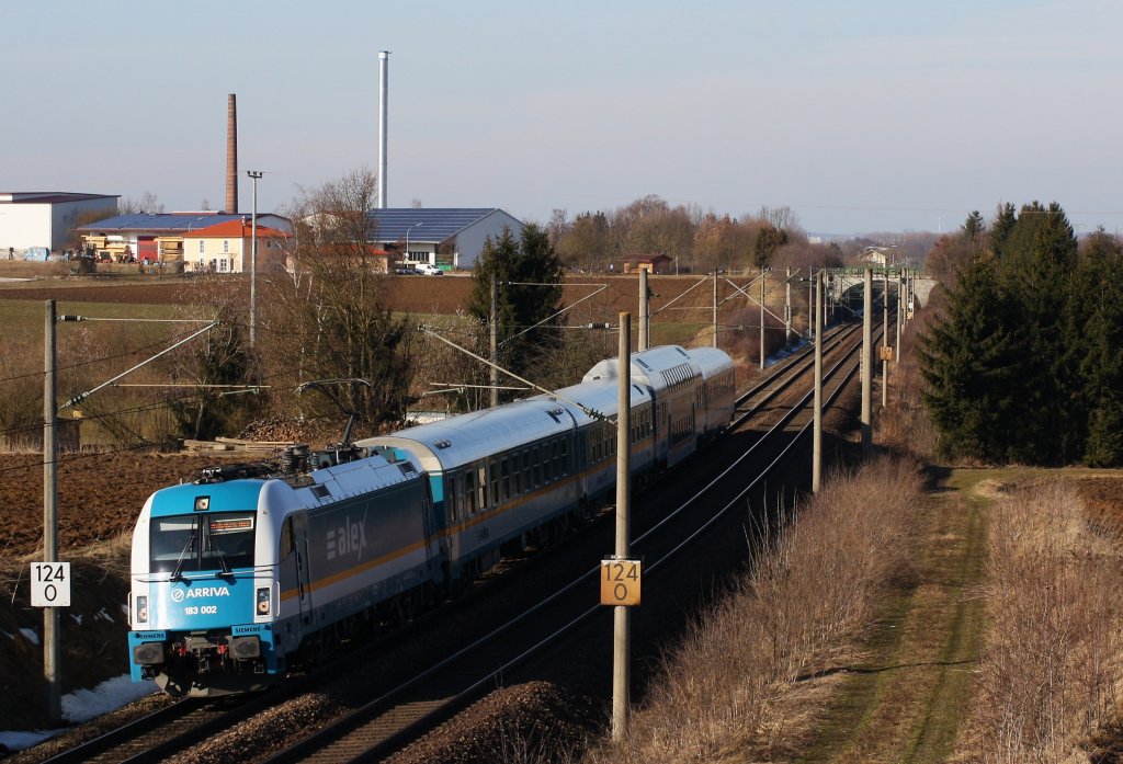 Hier am 183 002 am ALEX am 06.02.2011 in Alteglofsheim.
