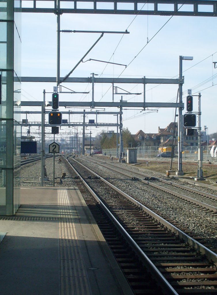 Hier die Ausfahrt des Bahnhofes Bern Wankdorf in Richtung Bern. Aufgenommen am 12.2.