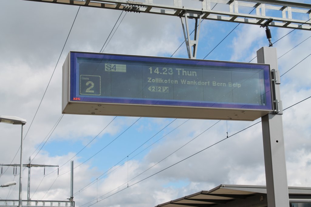 Hier ein Zugzielanzeiger aufgenommen am 9.10. in Hindelbank