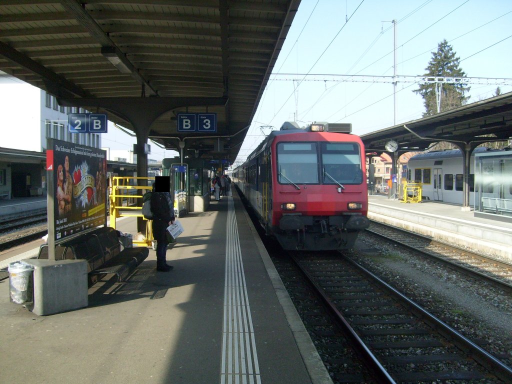 Hier fahren zwei NPZ als Ersatz IR nach Olten am 12.3. in Burgdorf ein.