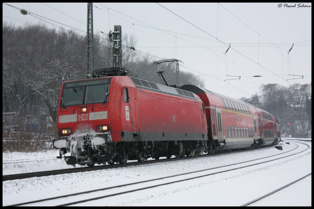 Hier mal wieder ein Bild des RE1 von Aachen nach Hamm (Westf.) bei der Fahrt durch den Eschweiler Bahnhof. Gezogen wurde Dieser von meinem persnlichen Liebling, der 146 008.
14.02.10 13:03