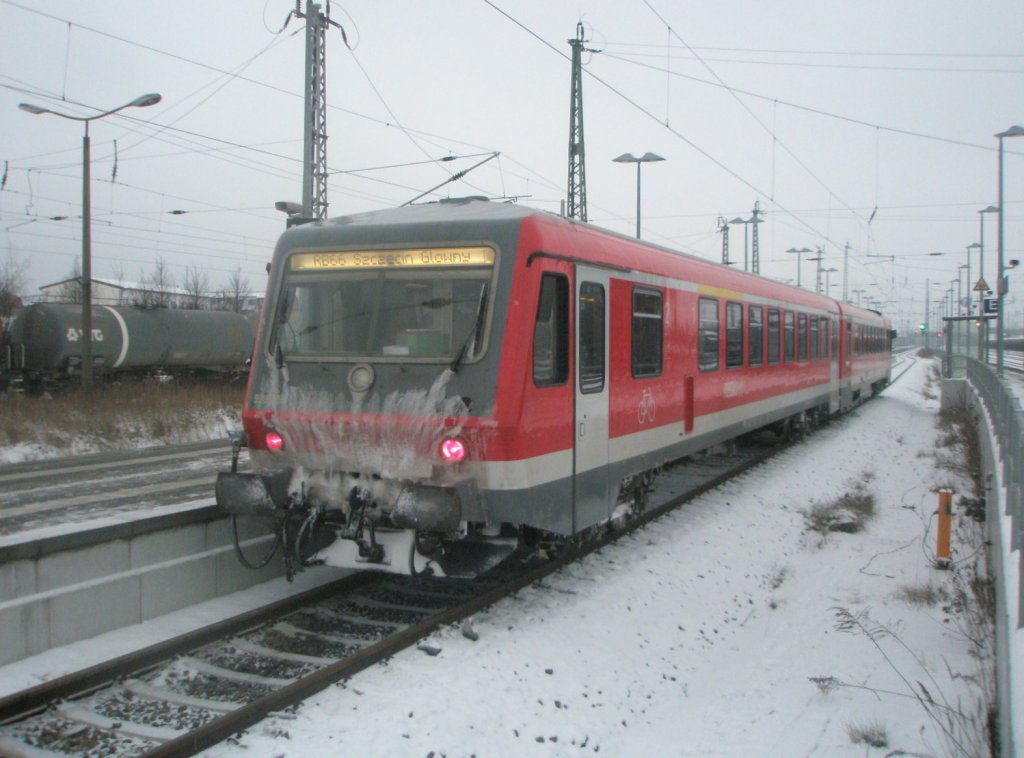 Hier eine RB66 von Angermnder nach Szczecin Glowny, bei der Ausfahrt am 8.1.2010 aus Angermnde.