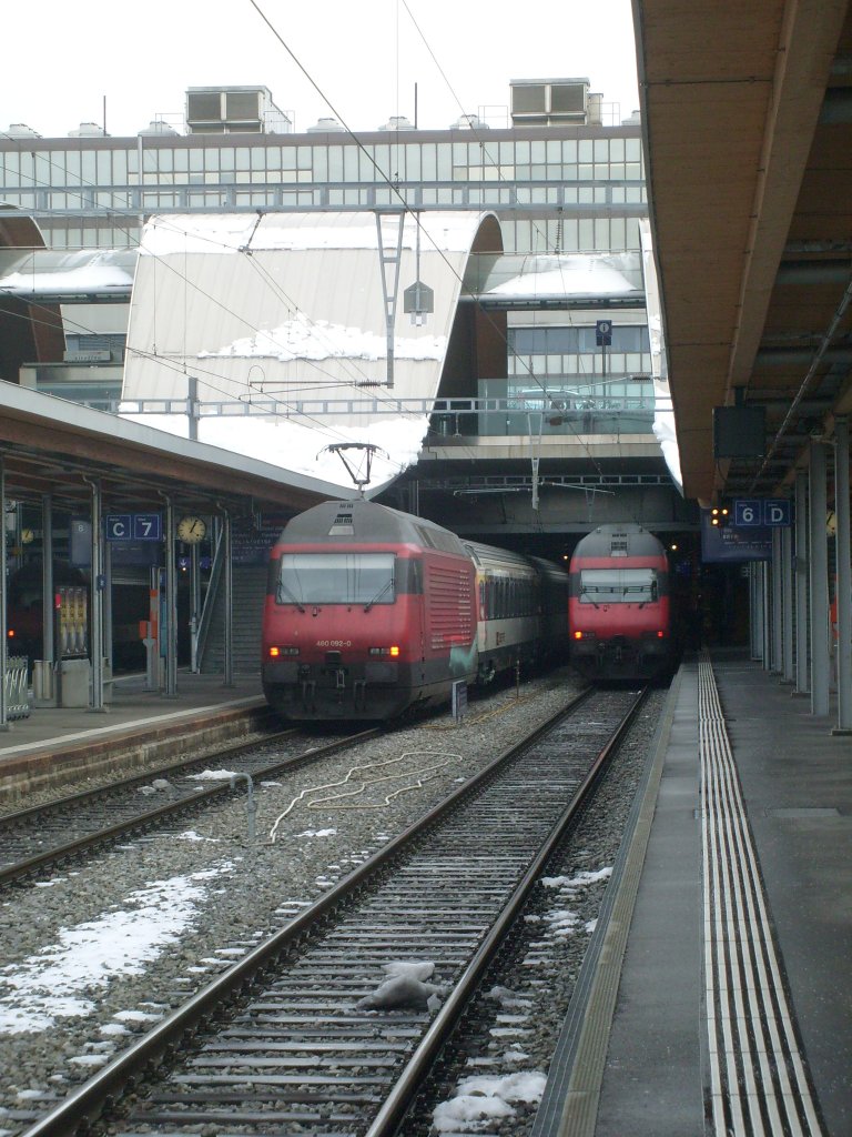 Hier das Treffen mit einer Re460 und einem IC2000 Steuerwagen am 6.1. in Bern