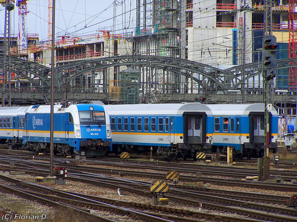 Hier von weitem ein kleiner Bereich im Mncher Gleisvorfeld den sich ARRIVA angemietet hat. 29.03.2010