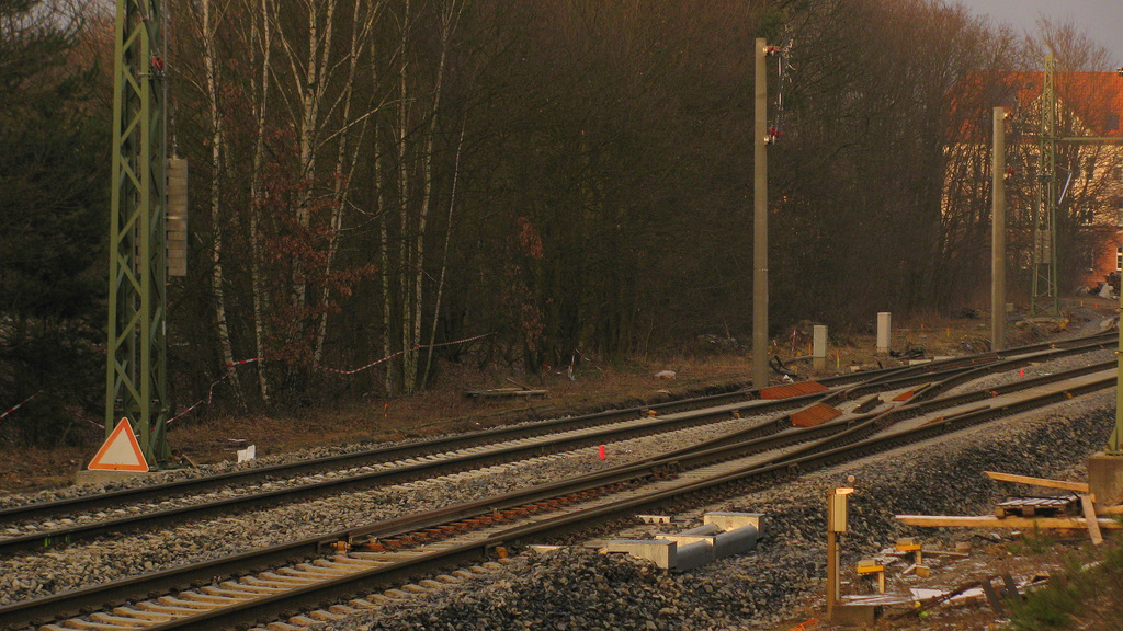 Hier zu sehen ist die neue Weichenstrae vom Hauptgleis hin zum Gleis 3 des Bahnhofes Bestensee. (28.01.)