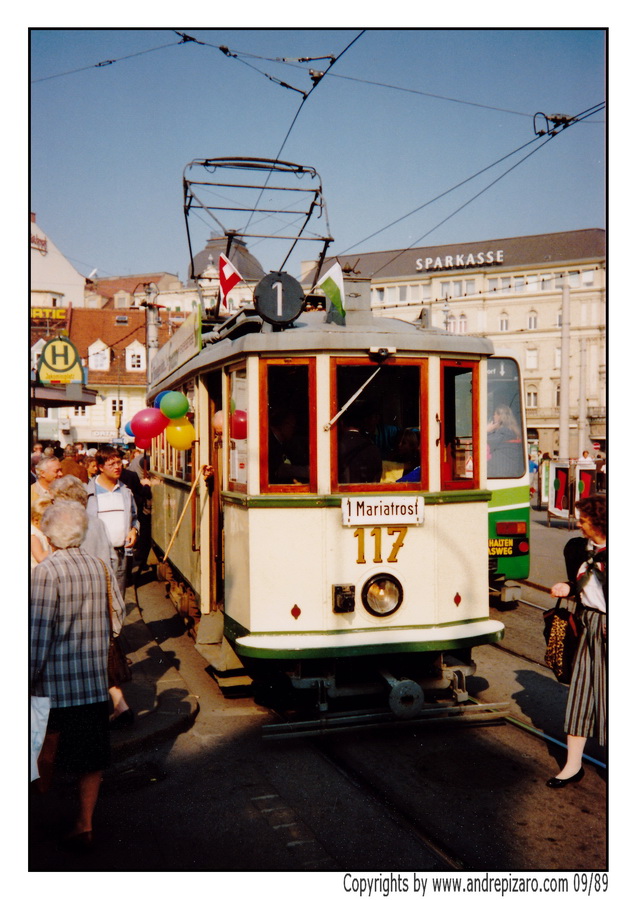 Historischer TW 117 in Graz - September 1989