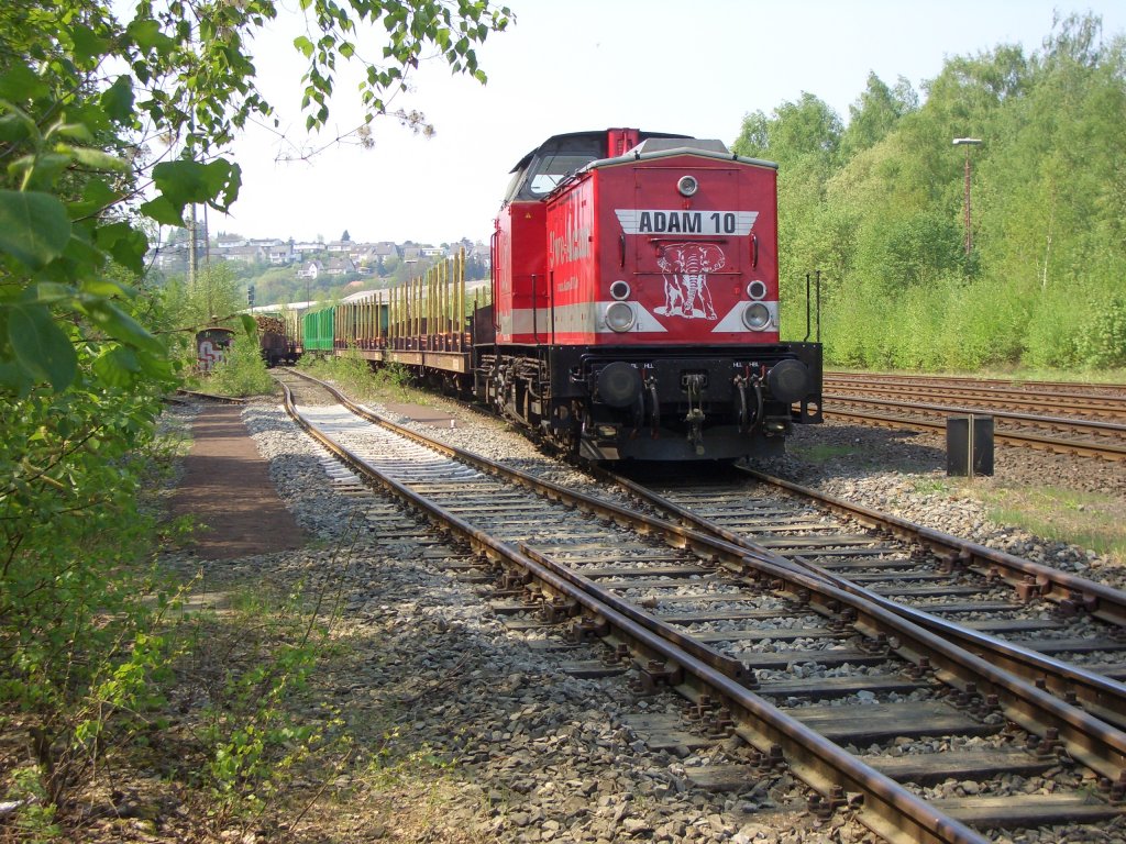 Holzverladung am 26.04.2011 in Arnsberg mit Uwe Adam 10 (ex DB 202 743)