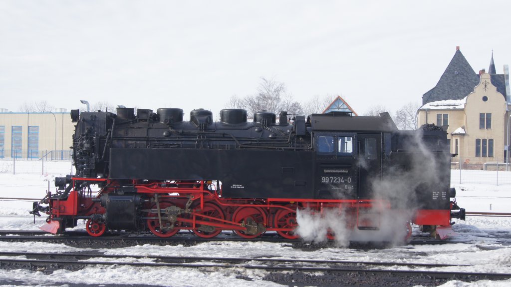 HSB 997234-0 wartet am 17. Februar 2010 auf ihren neuen Einsatz im Harz