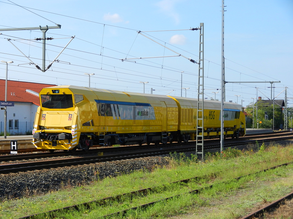 HSG - Schienenschleifzug der Vossloh Rail Service stand am 16. September 2011 in Delitzsch unterer Bahnhof.