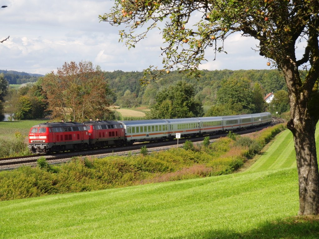 IC 119  BODENSEE  von Mnster nach Innsbruck zwischen Oberzell und Meckenbeuren in der Kurve bei Lohner am 27.09.2010.