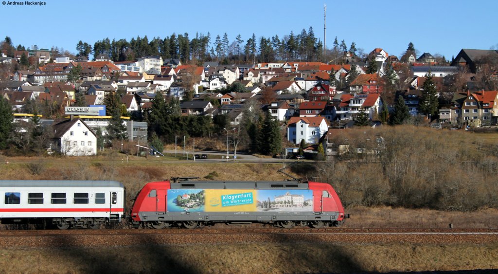 IC 2004  Bodensee  (Konstanz-Emden Hbf) mit Schublok 101 001-6  Klagenfurt Tourismus  bei St.Georgen 27.11.11