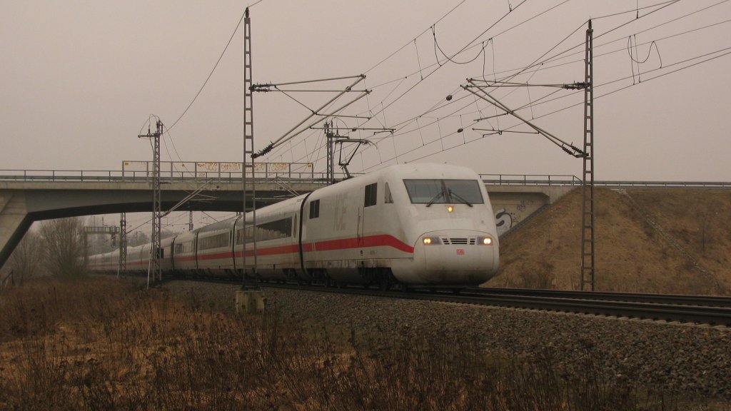 ICE 1 TZ 'Hof' am 05.03.2011 durch Trebbin als ICE von Leipzig nach Hamburg.