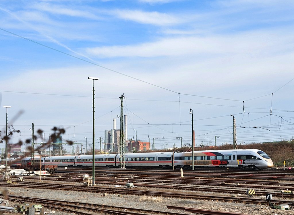 ICE  175 Jahre Eisenbahn  abgestellt im Frankfurter Auenbahnhof am 10.03.2010